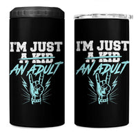 Funny Rock N Roll Lover 4 in 1 Can Cooler Tumbler I Am Just A Kid Adulthood Saying - Wonder Print Shop