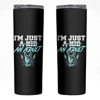 Funny Rock N Roll Lover Skinny Tumbler I Am Just A Kid Adulthood Saying - Wonder Print Shop