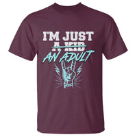 Funny Rock N Roll Lover T Shirt I Am Just A Kid Adulthood Saying - Wonder Print Shop
