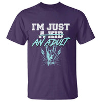 Funny Rock N Roll Lover T Shirt I Am Just A Kid Adulthood Saying - Wonder Print Shop