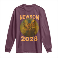 Gavin Newsom 2028 Long Sleeve Shirt Patriotic Leader President 48 Riding Bear - Wonder Print Shop