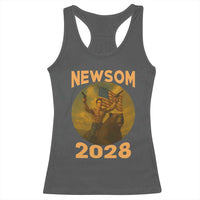 Gavin Newsom 2028 Racerback Tank Top Patriotic Leader President 48 Riding Bear - Wonder Print Shop