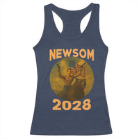 Gavin Newsom 2028 Racerback Tank Top Patriotic Leader President 48 Riding Bear - Wonder Print Shop