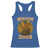Gavin Newsom 2028 Racerback Tank Top Patriotic Leader President 48 Riding Bear - Wonder Print Shop