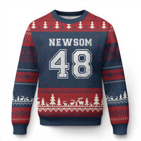 Newsom 48 Ugly Christmas Sweater Gavin Newsom 2028 Presidential Election Campaign - Wonder Print Shop