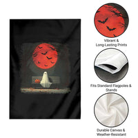 Halloween Lonely Ghost Bench Blood Moon Pumpkin Garden Flag - Wonder Print Shop