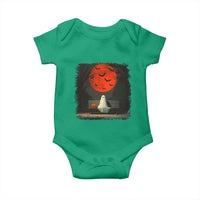 Halloween Lonely Ghost Bench Blood Moon Pumpkin Baby Onesie - Wonder Print Shop