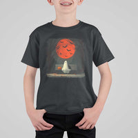 Halloween Lonely Ghost Bench Blood Moon Pumpkin T Shirt For Kid - Wonder Print Shop