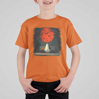 Halloween Lonely Ghost Bench Blood Moon Pumpkin T Shirt For Kid - Wonder Print Shop