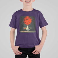 Halloween Lonely Ghost Bench Blood Moon Pumpkin T Shirt For Kid - Wonder Print Shop