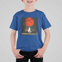 Halloween Lonely Ghost Bench Blood Moon Pumpkin T Shirt For Kid - Wonder Print Shop