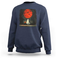 Halloween Lonely Ghost Bench Blood Moon Pumpkin Sweatshirt - Wonder Print Shop