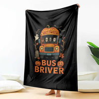 Funny Halloween Bus Driver Throw Blanket Horror Slashers Pumpkin School Bus Spooky Season - Wonder Print Shop
