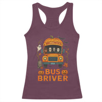 Funny Halloween Bus Driver Racerback Tank Top Horror Slashers Pumpkin School Bus Spooky Season - Wonder Print Shop