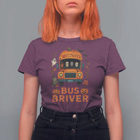 Funny Halloween Bus Driver T Shirt For Women Horror Slashers Pumpkin School Bus Spooky Season - Wonder Print Shop