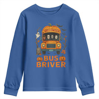 Funny Halloween Bus Driver Youth Sweatshirt Horror Slashers Pumpkin School Bus Spooky Season - Wonder Print Shop