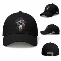 American Grown With Italian Roots Baseball Cap Family Tree Italy Flag