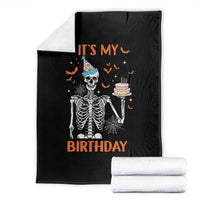 Funny Halloween Birthday Throw Blanket Its My Bday Skeleton Cake Party - Wonder Print Shop