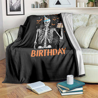 Funny Halloween Birthday Throw Blanket Its My Bday Skeleton Cake Party - Wonder Print Shop