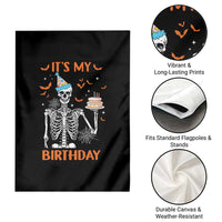 Funny Halloween Birthday Garden Flag Its My Bday Skeleton Cake Party - Wonder Print Shop