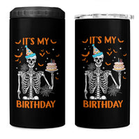 Funny Halloween Birthday 4 in 1 Can Cooler Tumbler Its My Bday Skeleton Cake Party - Wonder Print Shop