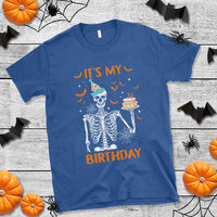 Funny Halloween Birthday T Shirt Its My Bday Skeleton Cake Party - Wonder Print Shop