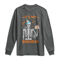 Funny Halloween Birthday Long Sleeve Shirt Its My Bday Skeleton Cake Party - Wonder Print Shop