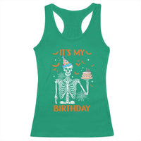 Funny Halloween Birthday Racerback Tank Top Its My Bday Skeleton Cake Party - Wonder Print Shop