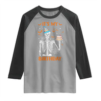 Funny Halloween Birthday Raglan Shirt Its My Bday Skeleton Cake Party - Wonder Print Shop