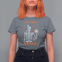 Funny Halloween Birthday T Shirt For Women Its My Bday Skeleton Cake Party - Wonder Print Shop