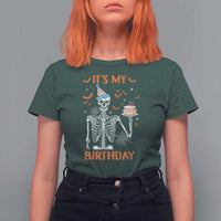 Funny Halloween Birthday T Shirt For Women Its My Bday Skeleton Cake Party - Wonder Print Shop
