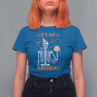 Funny Halloween Birthday T Shirt For Women Its My Bday Skeleton Cake Party - Wonder Print Shop