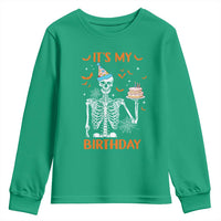 Funny Halloween Birthday Youth Sweatshirt Its My Bday Skeleton Cake Party - Wonder Print Shop