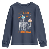 Funny Halloween Birthday Youth Sweatshirt Its My Bday Skeleton Cake Party - Wonder Print Shop