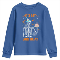 Funny Halloween Birthday Youth Sweatshirt Its My Bday Skeleton Cake Party - Wonder Print Shop