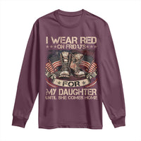 I Wear Red On Fridays For My Daughter Until She Comes Home Long Sleeve Shirt Vintage American Flag - Wonder Print Shop