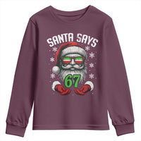 Funny Christmas Santa Says 67 Youth Sweatshirt Six Seven Meme Gen Alpha Xmas Gag Gift - Wonder Print Shop