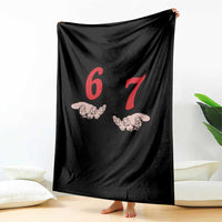 Funny 67 Six Seven Meme Hands Gesture Alpha Slang Throw Blanket - Wonder Print Shop
