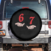 Funny 67 Six Seven Meme Hands Gesture Alpha Slang Spare Tire Cover - Wonder Print Shop