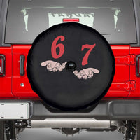 Funny 67 Six Seven Meme Hands Gesture Alpha Slang Spare Tire Cover - Wonder Print Shop