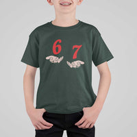 Funny 67 Six Seven Meme Hands Gesture Alpha Slang T Shirt For Kid - Wonder Print Shop