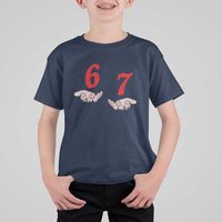 Funny 67 Six Seven Meme Hands Gesture Alpha Slang T Shirt For Kid - Wonder Print Shop