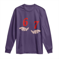 Funny 67 Six Seven Meme Hands Gesture Alpha Slang Long Sleeve Shirt - Wonder Print Shop