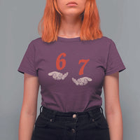 Funny 67 Six Seven Meme Hands Gesture Alpha Slang T Shirt For Women - Wonder Print Shop
