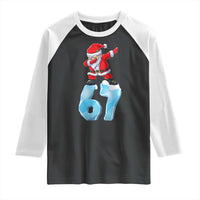 Funny 67 Christmas Raglan Shirt Six Seven Dabbing Santa Meme Gen Alpha Slang - Wonder Print Shop