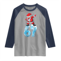 Funny 67 Christmas Raglan Shirt Six Seven Dabbing Santa Meme Gen Alpha Slang - Wonder Print Shop