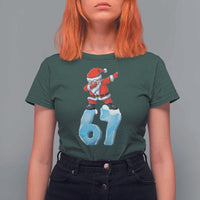 Funny 67 Christmas T Shirt For Women Six Seven Dabbing Santa Meme Gen Alpha Slang - Wonder Print Shop