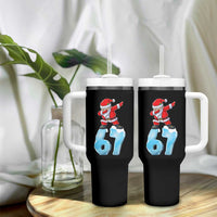 Funny 67 Christmas Tumbler With Handle Six Seven Dabbing Santa Meme Gen Alpha Slang - Wonder Print Shop