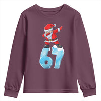 Funny 67 Christmas Youth Sweatshirt Six Seven Dabbing Santa Meme Gen Alpha Slang - Wonder Print Shop