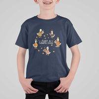 Just A Thankful Goose T Shirt For Kid Funny Goose Turkey Thanksgiving Fall Season - Wonder Print Shop